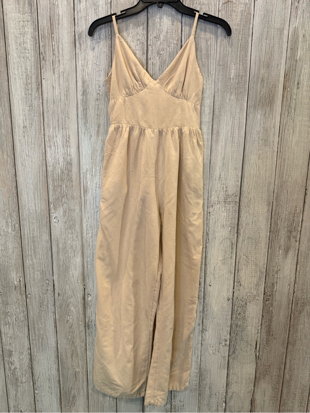 Japna Cream V-Neck Spaghetti-Strap Jumpsuit